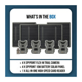Spypoint Flex-M Trail Camera 4-Pack with Solar Panels and Card Reader (9 Items)
