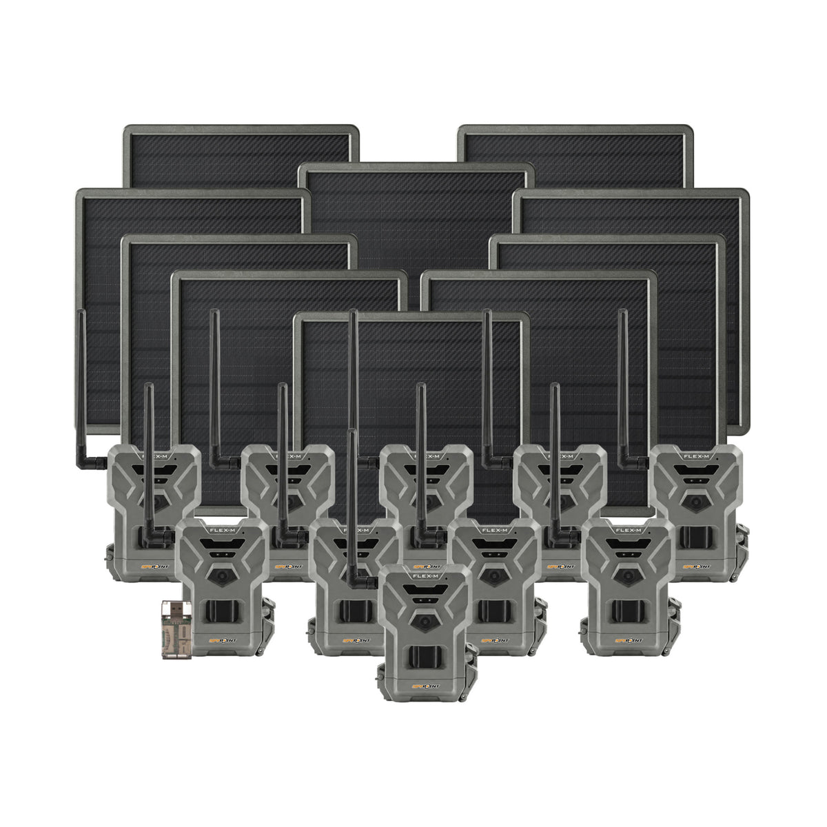 Spypoint Flex-M Trail Camera 10-Pack with Solar Panels and Reader (21 Items)
