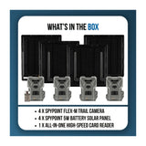 Spypoint Flex-M Trail Camera 4-Pack with 5W Solar Panels and Reader (9 Items)