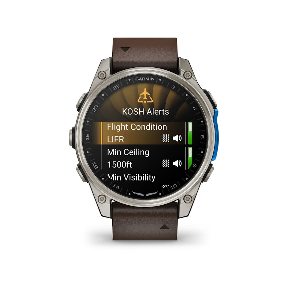 Garmin D2 Mach 2 47mm Multi-band GPS Aviator Smartwatch with Aviation Maps (Titanium / Oxford Brown)