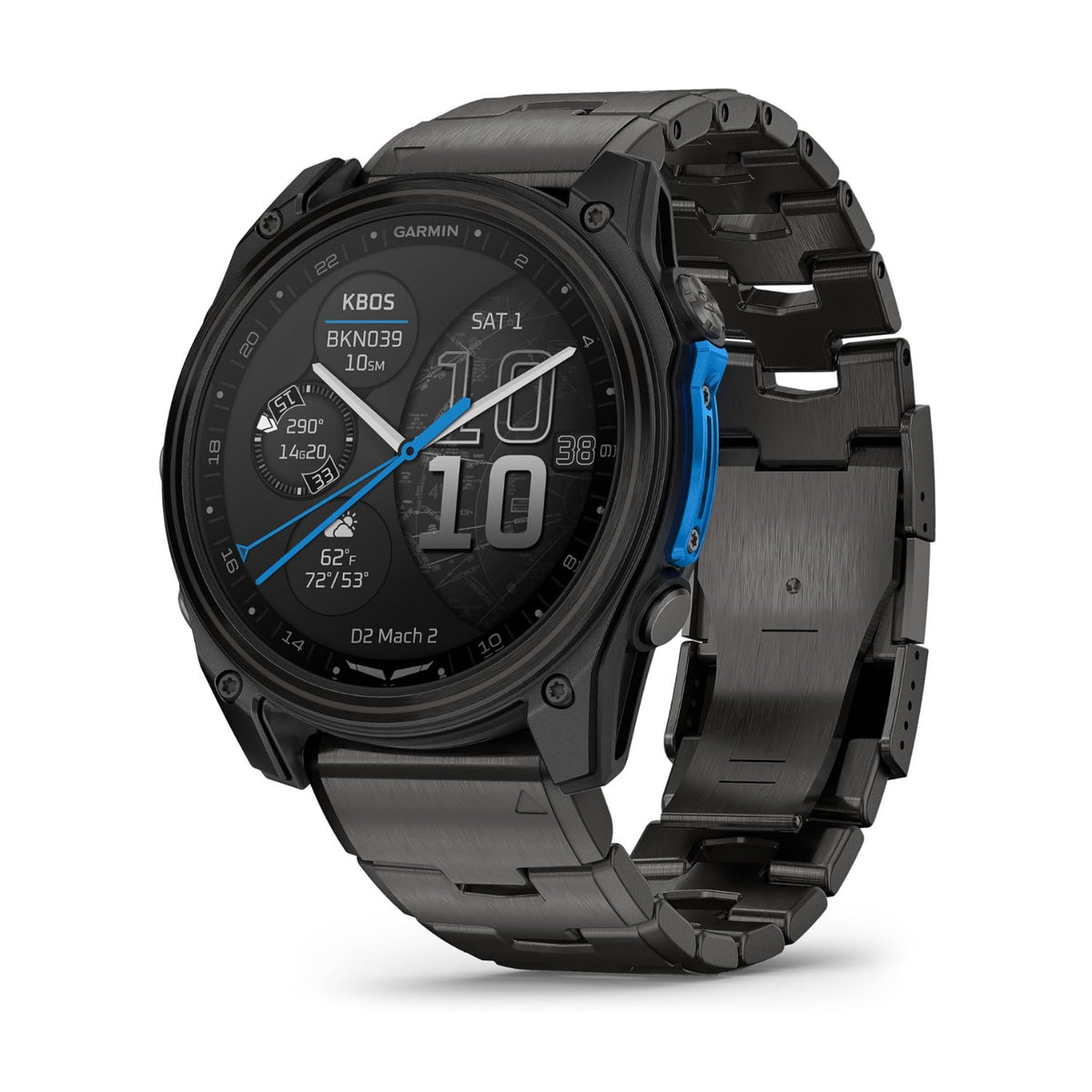 Garmin D2 Mach 2 51mm GPS Aviator Smartwatch with Titanium Bracelet (Carbon Gray Titanium)