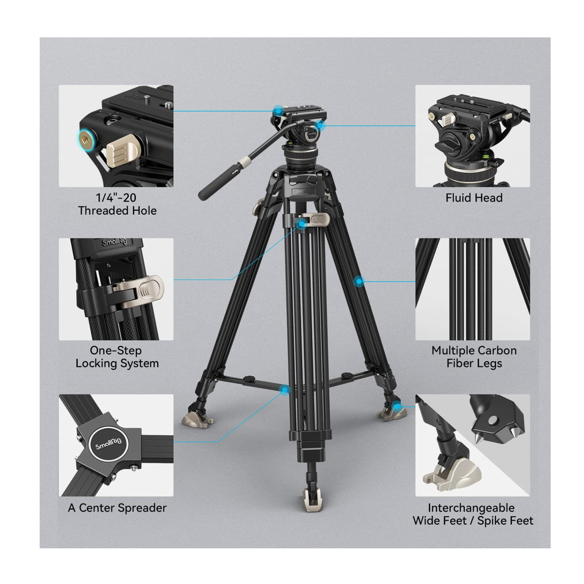 SmallRig FreeBlazer Heavy-Duty Carbon Fiber Tripod Kit with Fluid Head for Video