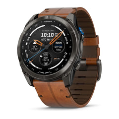 Garmin D2 Mach 2 Pro 51mm Aviator GPS Smartwatch with Chesnut Leather Band (Carbon Gray Titanium)