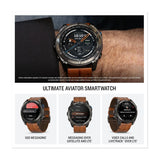 Garmin D2 Mach 2 Pro 51mm Aviator GPS Smartwatch with Chesnut Leather Band (Carbon Gray Titanium)