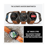 Garmin D2 Mach 2 Pro 51mm Aviator GPS Smartwatch with Chesnut Leather Band (Carbon Gray Titanium)