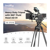 SmallRig AD-01 Heavy-Duty Aluminum Camera Tripod with Fluid Head, Double Tube Legs, and Storage Bag