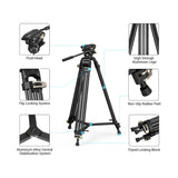 SmallRig AD-01 Heavy-Duty Aluminum Camera Tripod with Fluid Head, Double Tube Legs, and Storage Bag