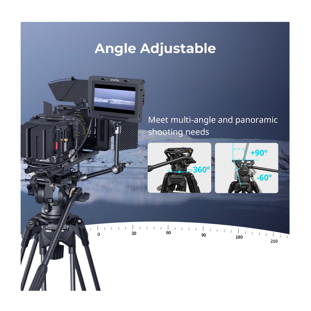 SmallRig AD-01 Heavy-Duty Aluminum Camera Tripod with Fluid Head, Double Tube Legs, and Storage Bag