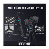 SmallRig AD-01 Heavy-Duty Aluminum Camera Tripod with Fluid Head, Double Tube Legs, and Storage Bag