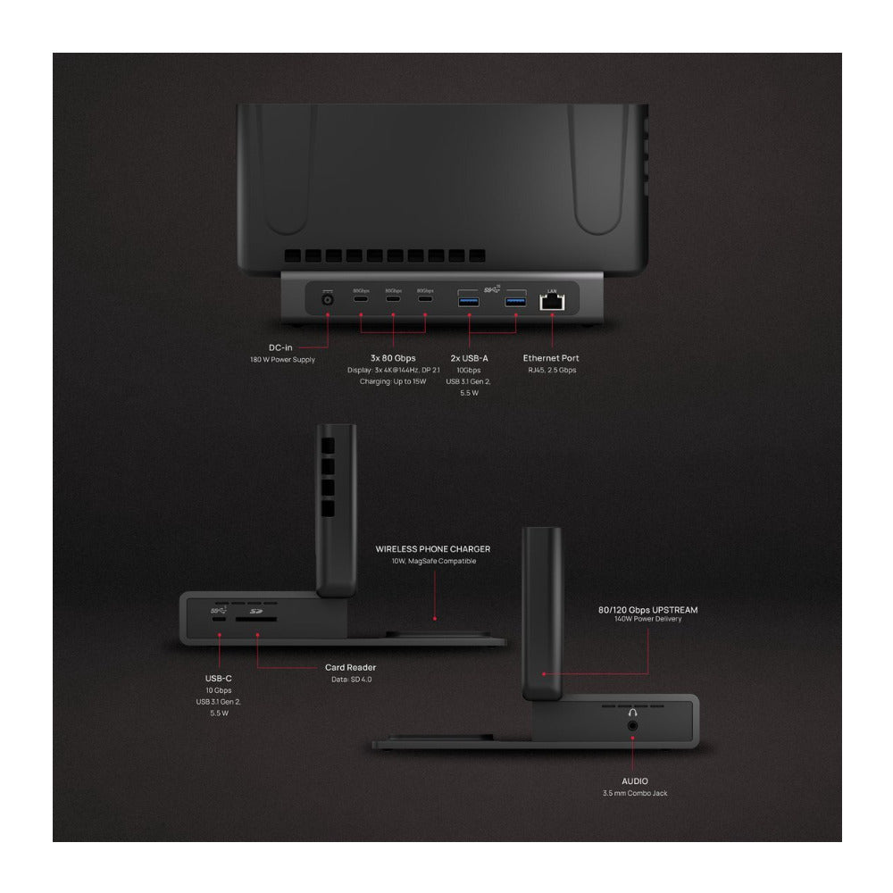 Brydge ProDock Trio 11 Port Triple Display Vertical Dock for MacBook Pro 14 inch