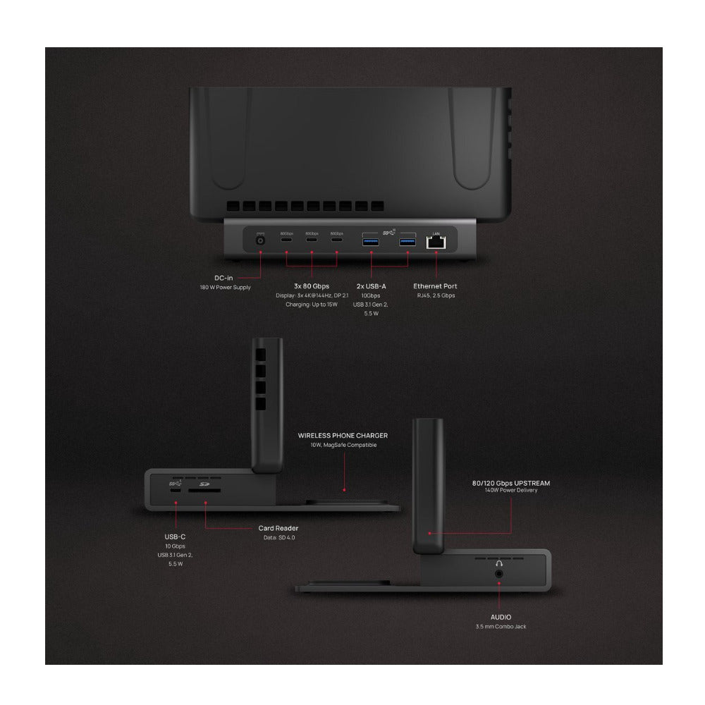 Brydge ProDock Trio 11 Port Vertical Docking Station for 16 Inch MacBook Pro