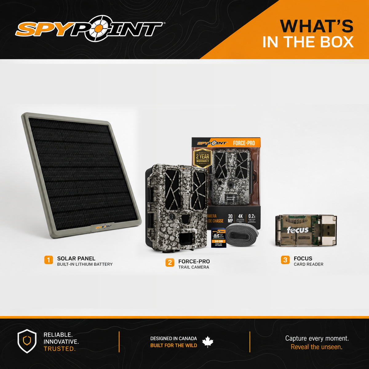 FORCE-PRO Trail Camera with Spypoint 10-Watts Battery Solar Panel Bundle