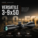 Hawke Vantage 3-9x50 Duplex Reticle 30/30 Riflescope Bundle with 2-Piece 1-inch Mount Rings (Medium)