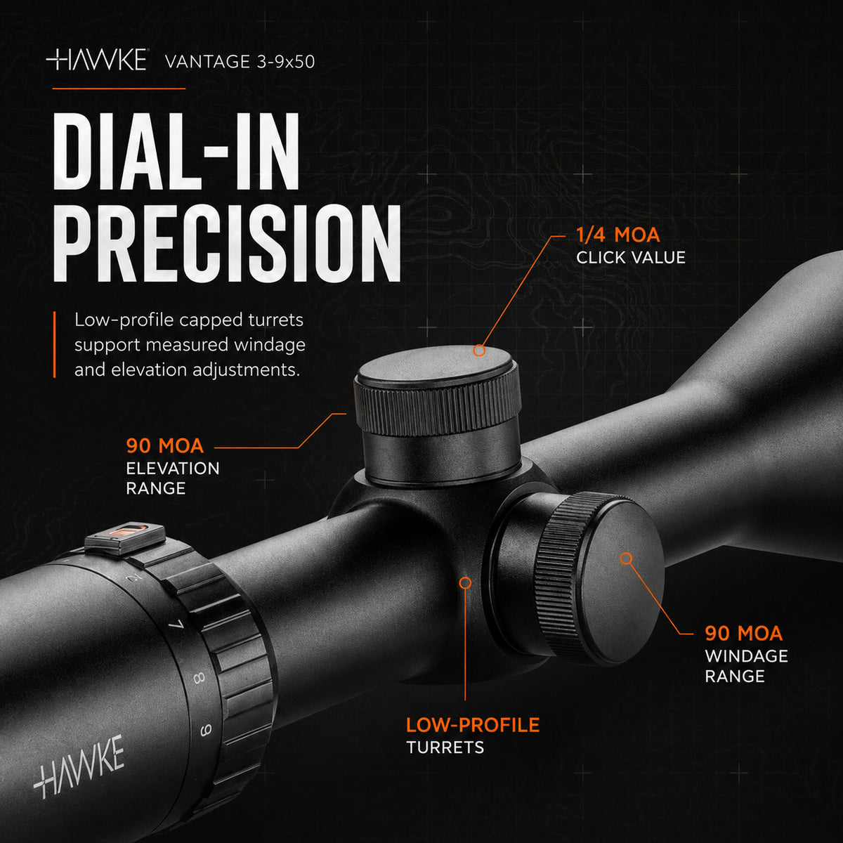 Hawke Vantage 3-9x50 Duplex Reticle 30/30 Riflescope Bundle with 2-Piece 1-inch Mount Rings (Medium)
