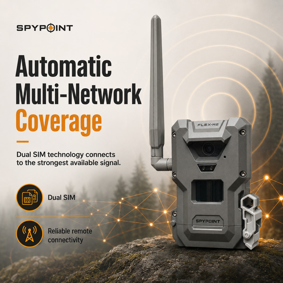 Spypoint FLEX-M2 32MP Trail Camera with 90ft Detection Range and Solar Panel Bundle
