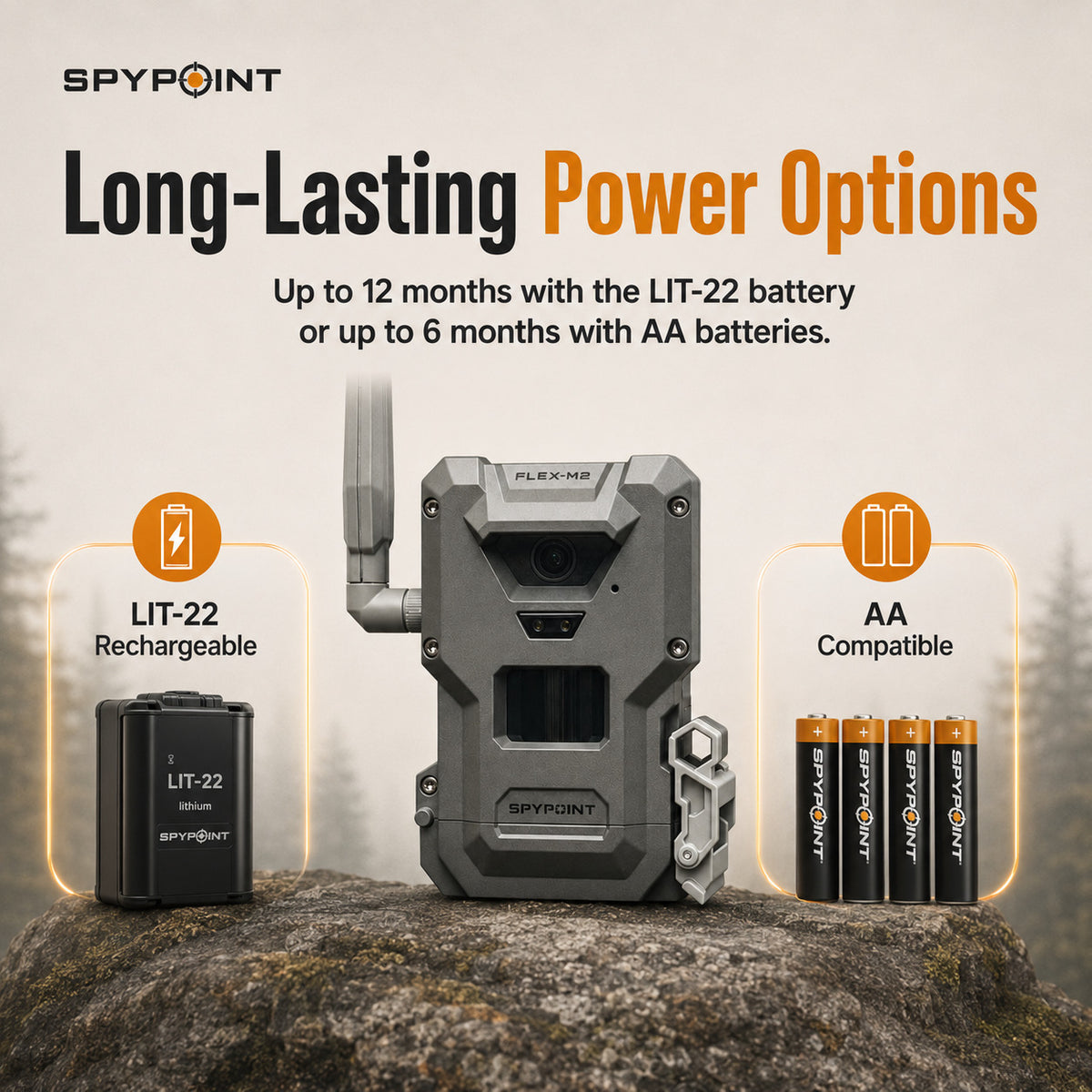 Spypoint FLEX-M2 32MP Trail Camera with 90ft Detection Range and Solar Panel Bundle