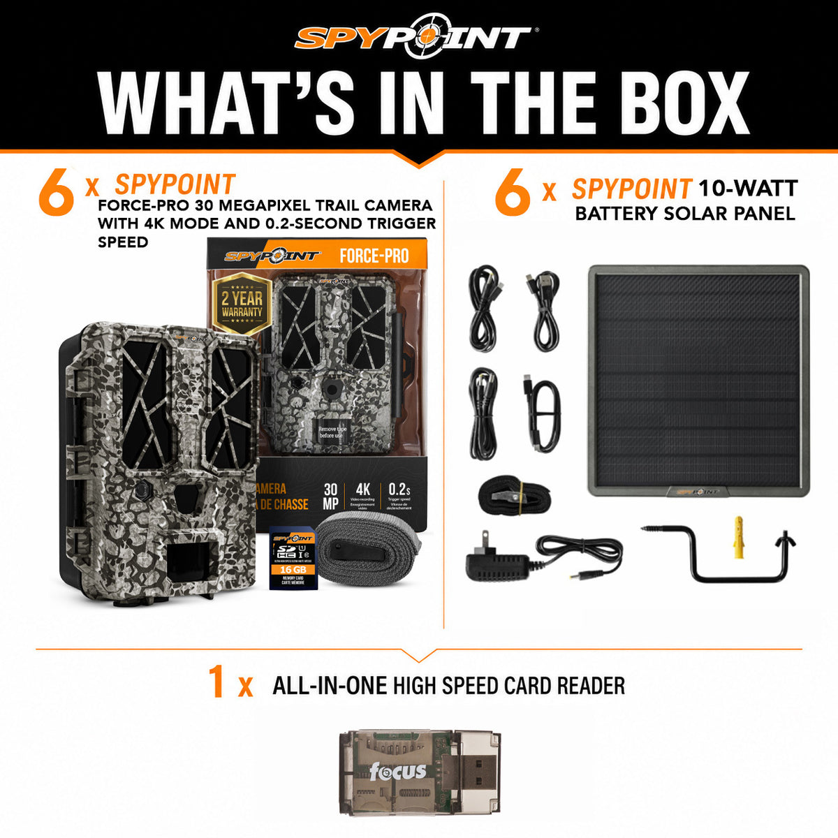 FORCE-PRO Trail Camera  with Spypoint Battery Solar Panel (15,000mAh) Bundle