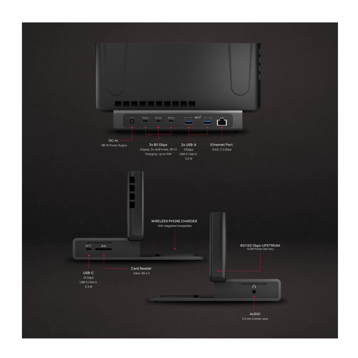 Brydge ProDock Trio Triple Display Vertical Docking Station for MacBook Pro