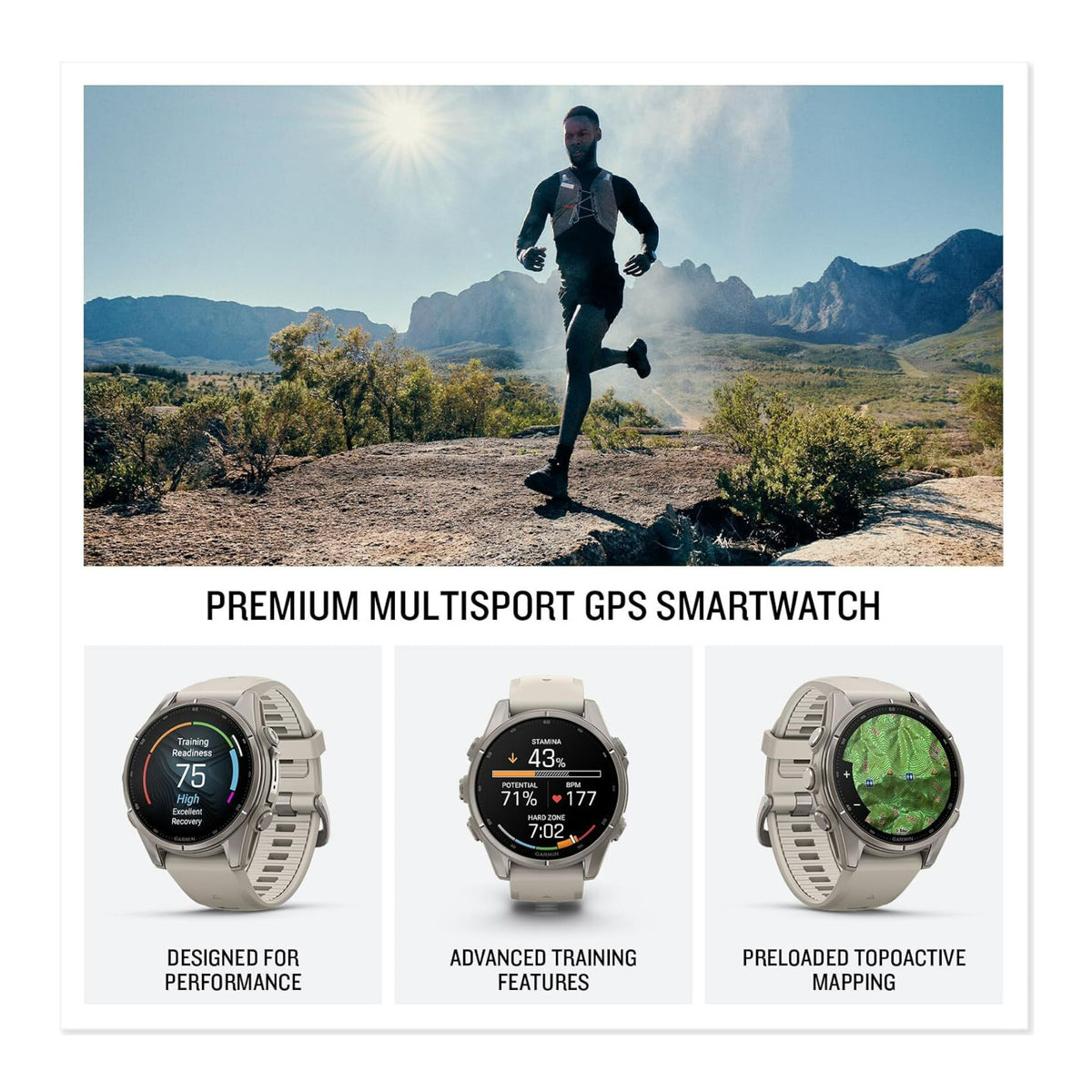 Garmin fenix 9 43mm AMOLED GPS Smartwatch (Titanium/Fog Gray)