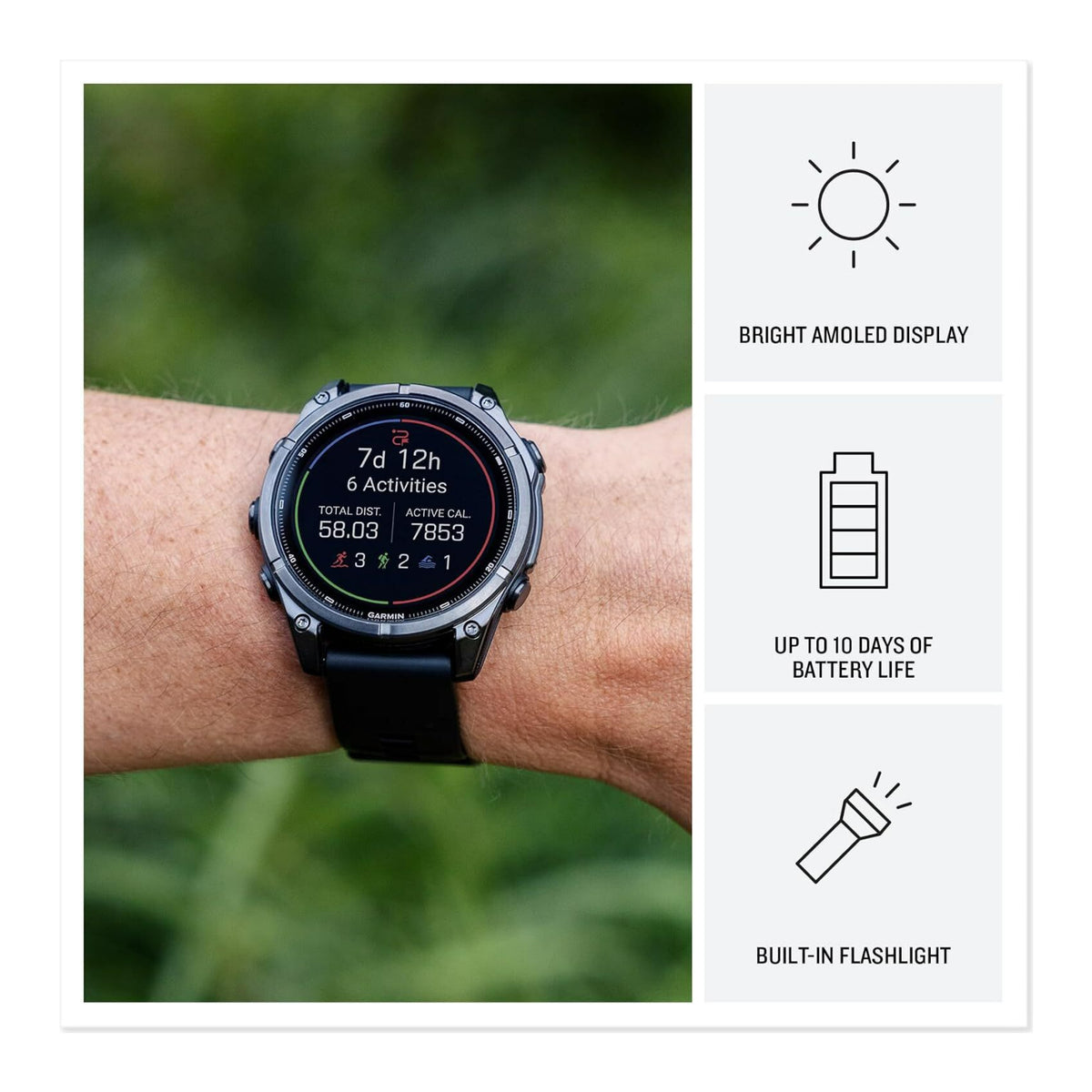 Garmin fenix 9 43mm AMOLED GPS Smartwatch (Titanium/Fog Gray)