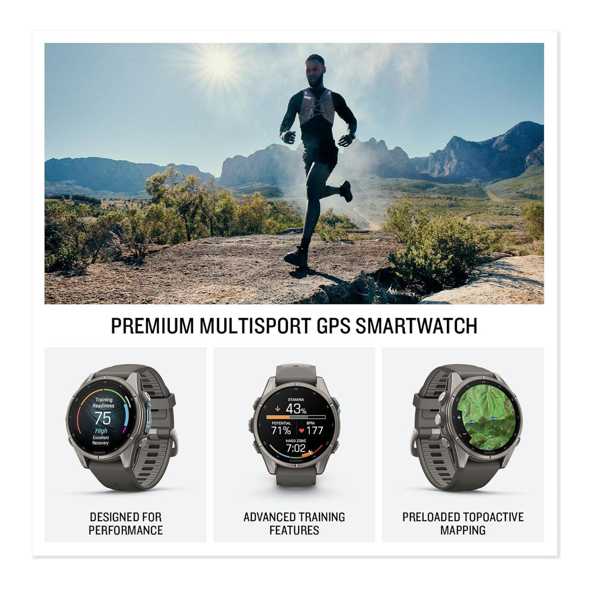 Garmin fenix 9 43mm AMOLED GPS Smartwatch (Titanium/Pebble Gray)