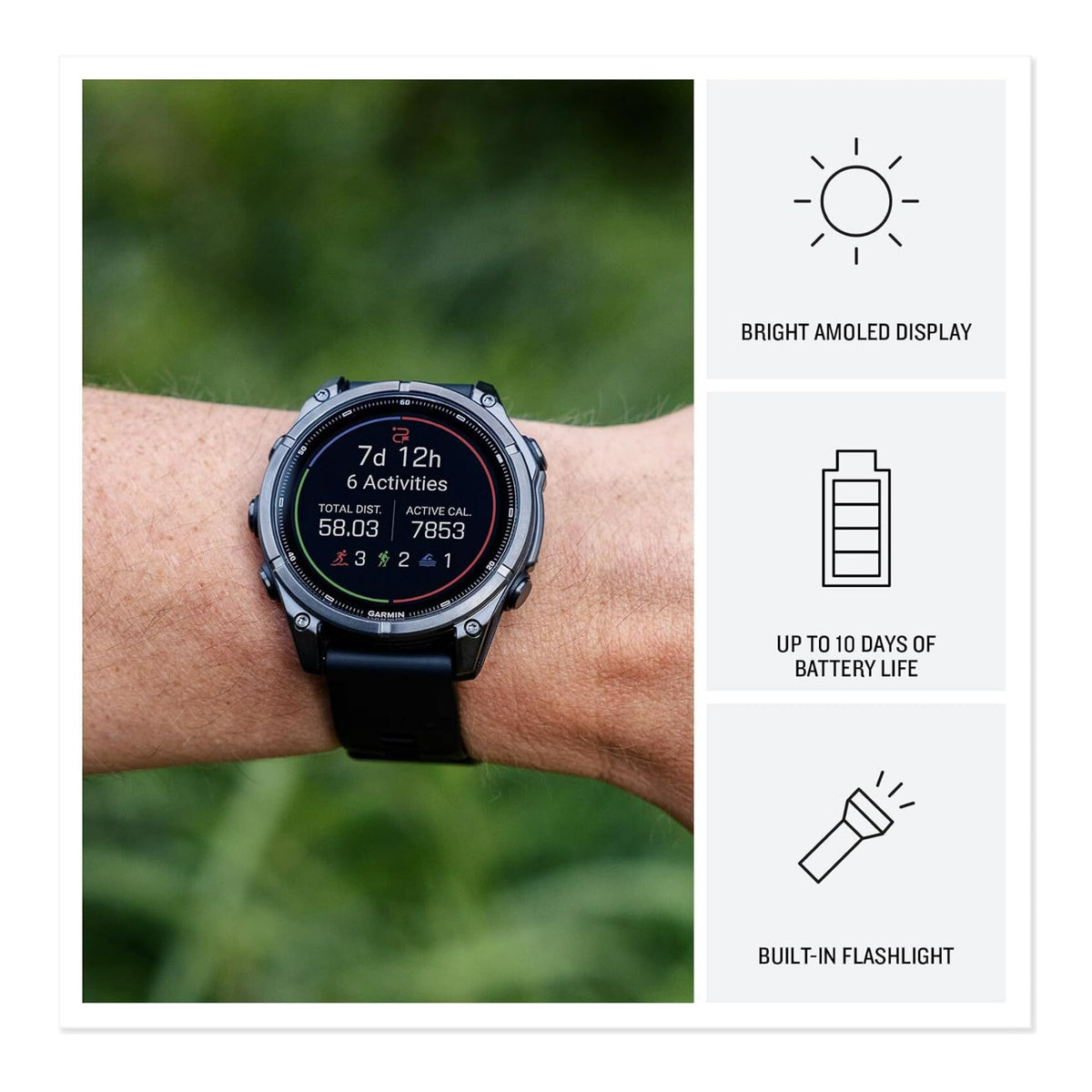 Garmin fenix 9 43mm AMOLED GPS Smartwatch (Titanium/Pebble Gray)