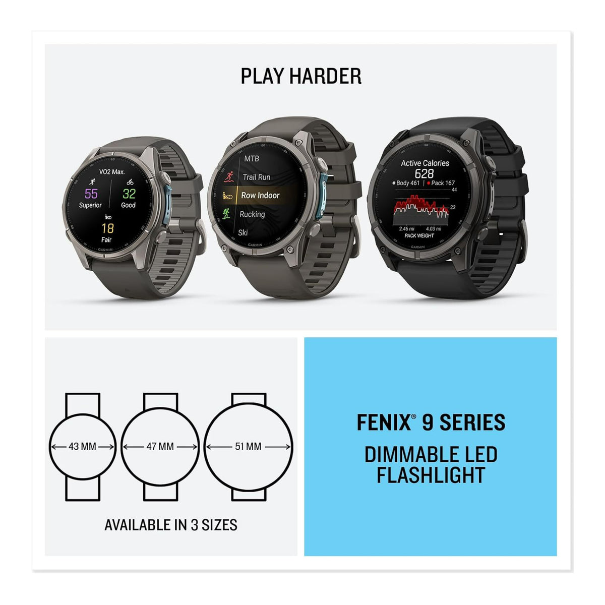 Garmin fenix 9 43mm AMOLED GPS Smartwatch (Titanium/Pebble Gray)