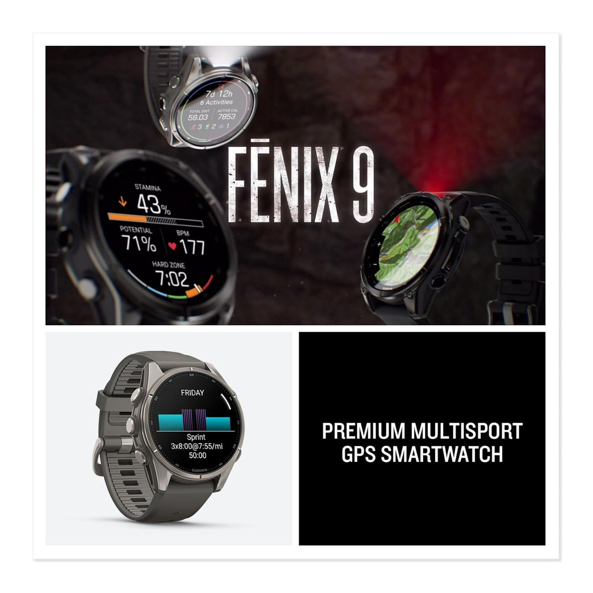 Garmin fenix 9 43mm AMOLED GPS Smartwatch (Titanium/Pebble Gray)
