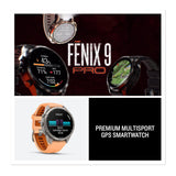 Garmin fenix 9 Pro AMOLED GPS 43mm Multisport Smartwatch (Shell Pink/ Autumn Orange Silicone Band)