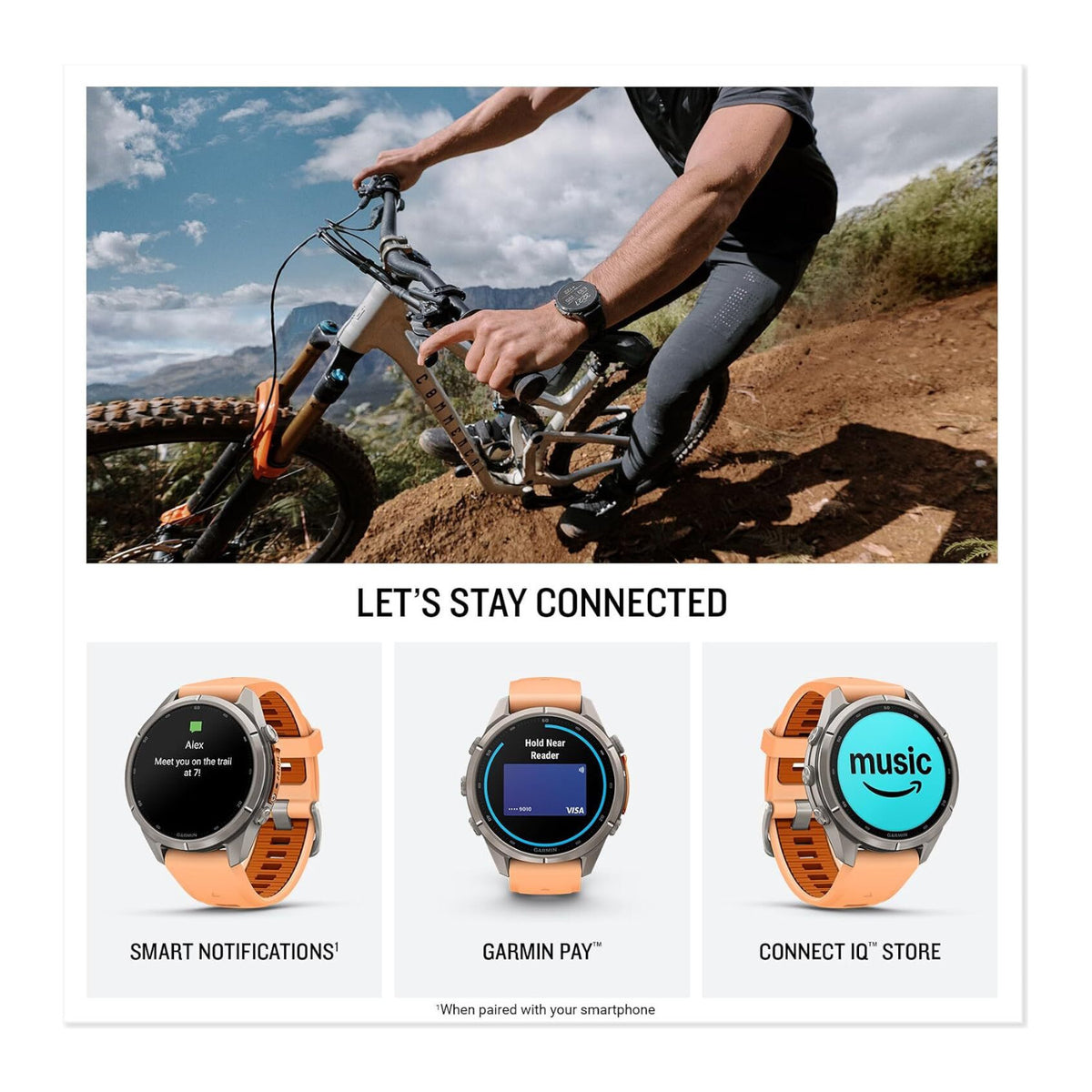 Garmin fenix 9 Pro AMOLED GPS 43mm Multisport Smartwatch (Shell Pink/ Autumn Orange Silicone Band)