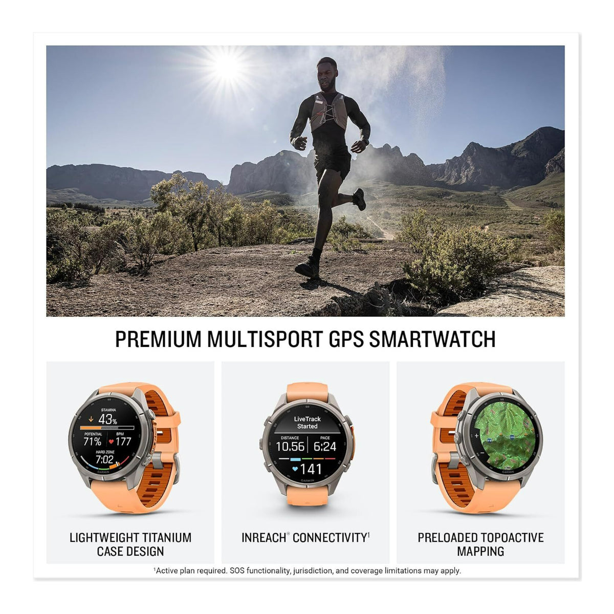 Garmin fenix 9 Pro 43mm AMOLED GPS Smartwatch (Shell Pink/ Autumn Orange)