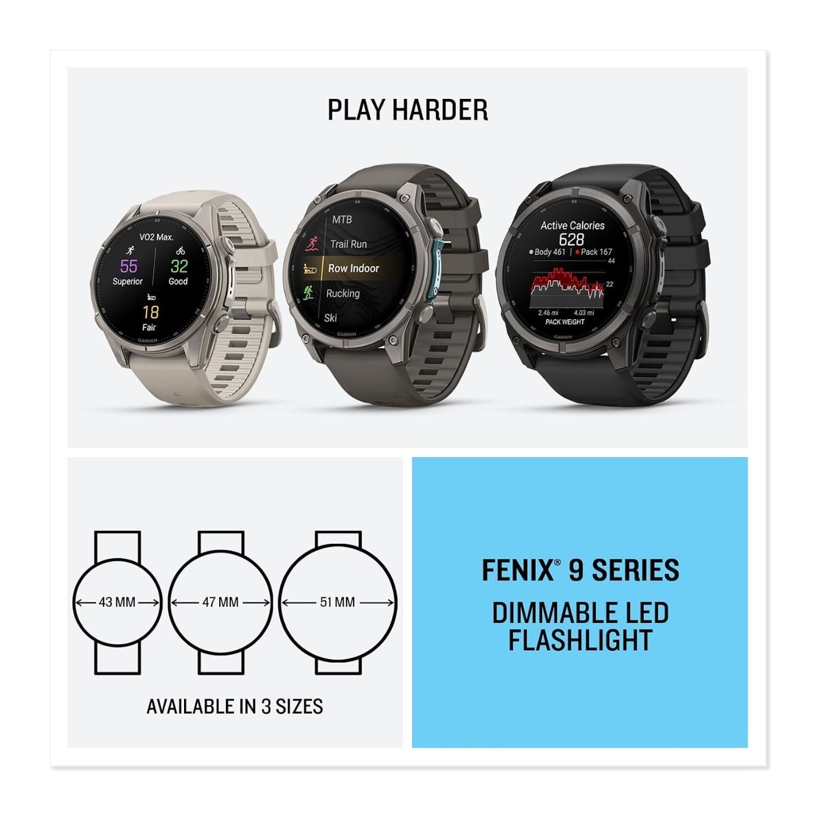 Garmin fenix 9 AMOLED GPS 47mm Smartwatch (Titanium/Pebble Gray)