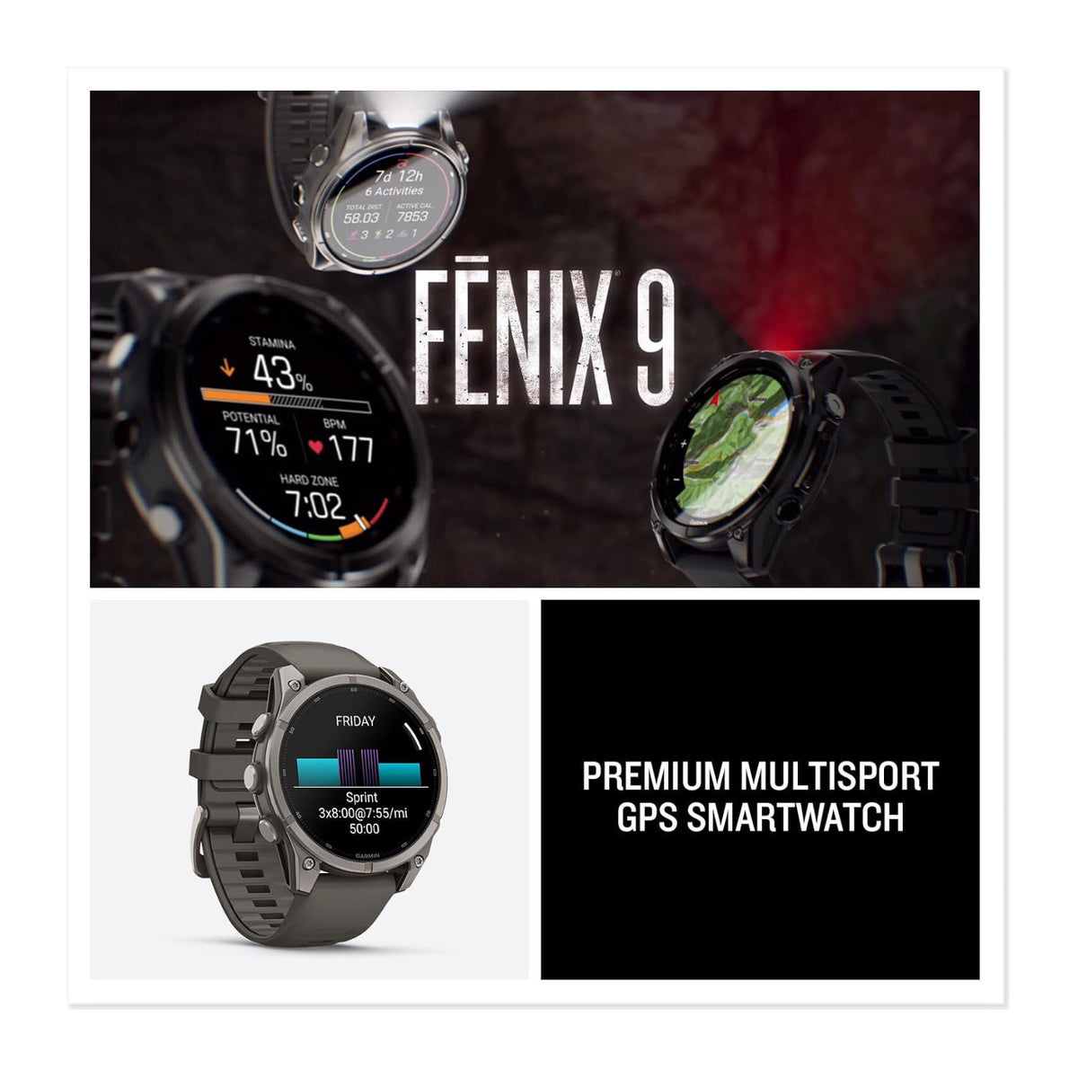Garmin fenix 9 AMOLED GPS 47mm Smartwatch (Titanium/Pebble Gray)
