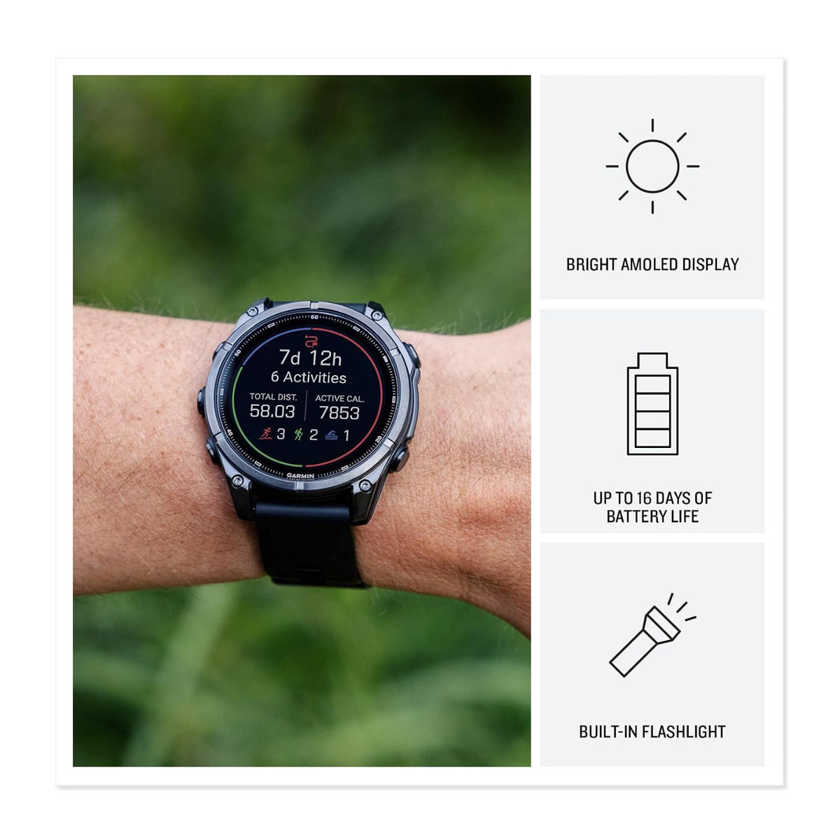 Garmin fenix 9 AMOLED GPS 47mm Smartwatch (Carbon Gray DLC Titanium/ Black)