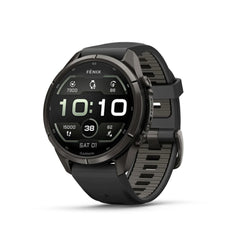Garmin fenix 9 Pro AMOLED GPS 43mm Multisport Smartwatch (Carbon Gray DLC Titanium/Pebble Gray Band)