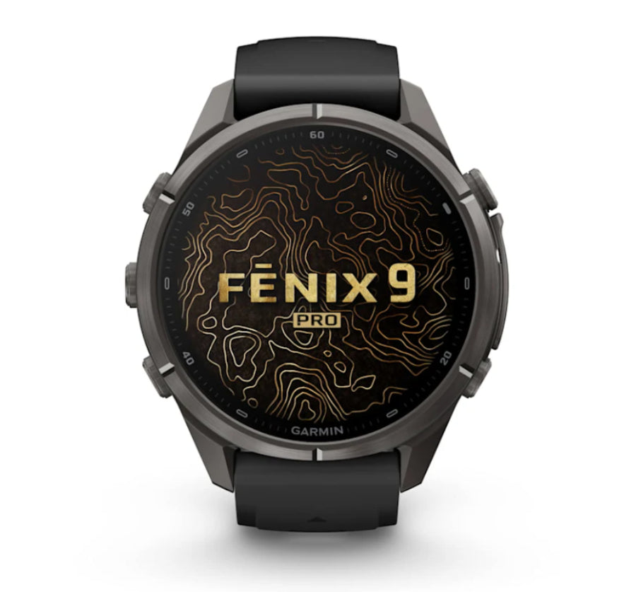 Garmin fenix 9 Pro AMOLED GPS 43mm Multisport Smartwatch (Carbon Gray DLC Titanium/Pebble Gray Band)