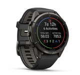 Garmin fenix 9 Pro AMOLED GPS 43mm Multisport Smartwatch (Carbon Gray DLC Titanium/Pebble Gray Band)