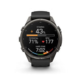 Garmin fenix 9 Pro AMOLED GPS 43mm Multisport Smartwatch (Carbon Gray DLC Titanium/Pebble Gray Band)