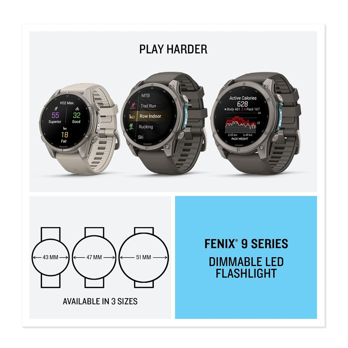 Garmin fenix 9 AMOLED GPS 51mm Smartwatch (Titanium/ Pebble Gray)