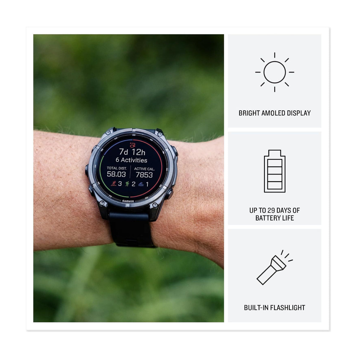 Garmin fenix 9 AMOLED GPS 51mm Smartwatch (Carbon Gray DLC Titanium/ Black)