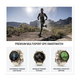 Garmin fenix 9 Pro AMOLED GPS 43mm Multisport Smartwatch (Autumn Gold Titanium/French Gray Band)