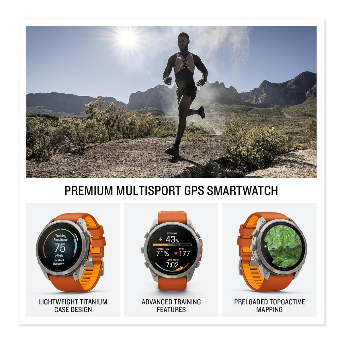 Garmin fenix 9 Pro 51mm AMOLED GPS Smartwatch (Titanium, Autumn/Spark Orange)