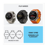 Garmin fenix 9 Pro AMOLED GPS 43mm Multisport Smartwatch (Titanium, Fog Gray/Sandstone Band)