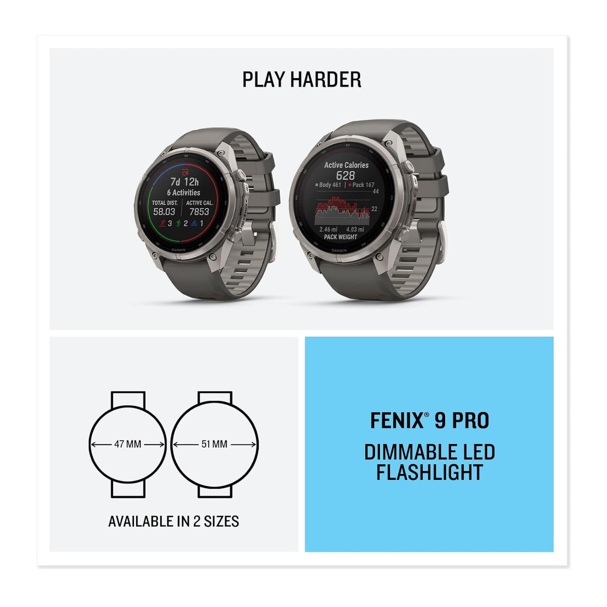 Garmin fēnix 9 Pro Solar Smartwatch 47mm (Titanium, Pebble/Silver Gray)