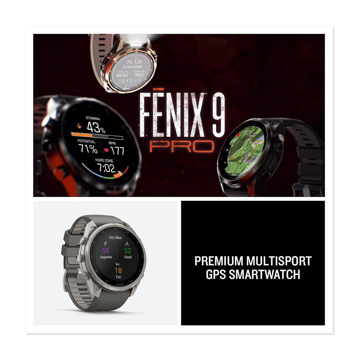 Garmin fēnix 9 Pro Solar Smartwatch 47mm (Titanium, Pebble/Silver Gray)
