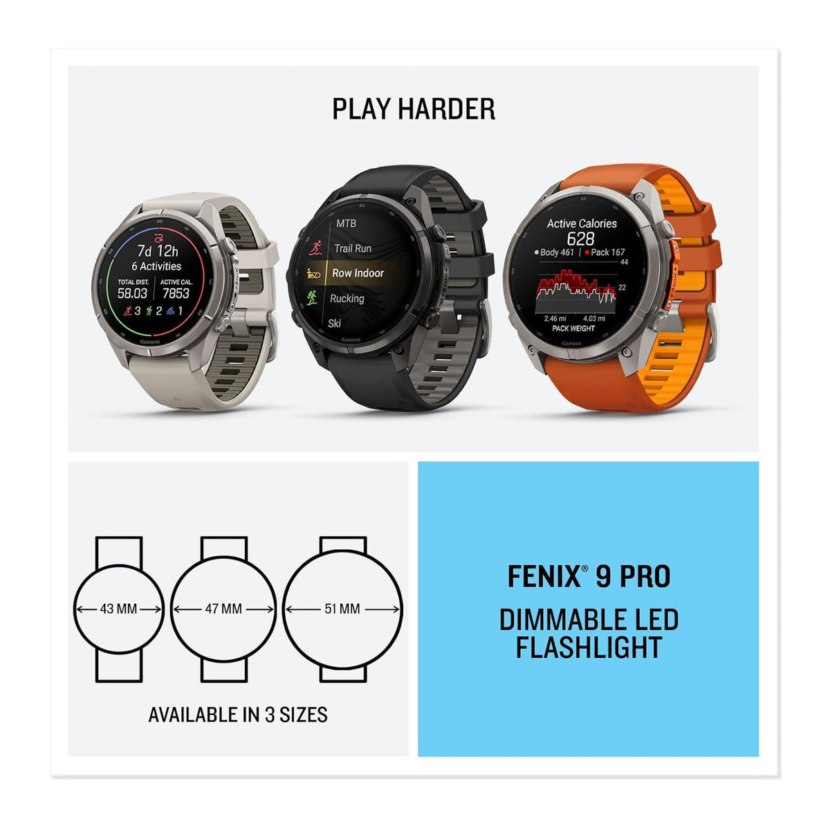 Garmin fenix 9 Pro AMOLED GPS 43mm Smartwatch with inReach (Titanium Fog Gray/Sandstone)