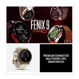 Garmin fenix 9 Pro AMOLED GPS 43mm Smartwatch with inReach (Autumn Gold Titanium/French Gray Band)