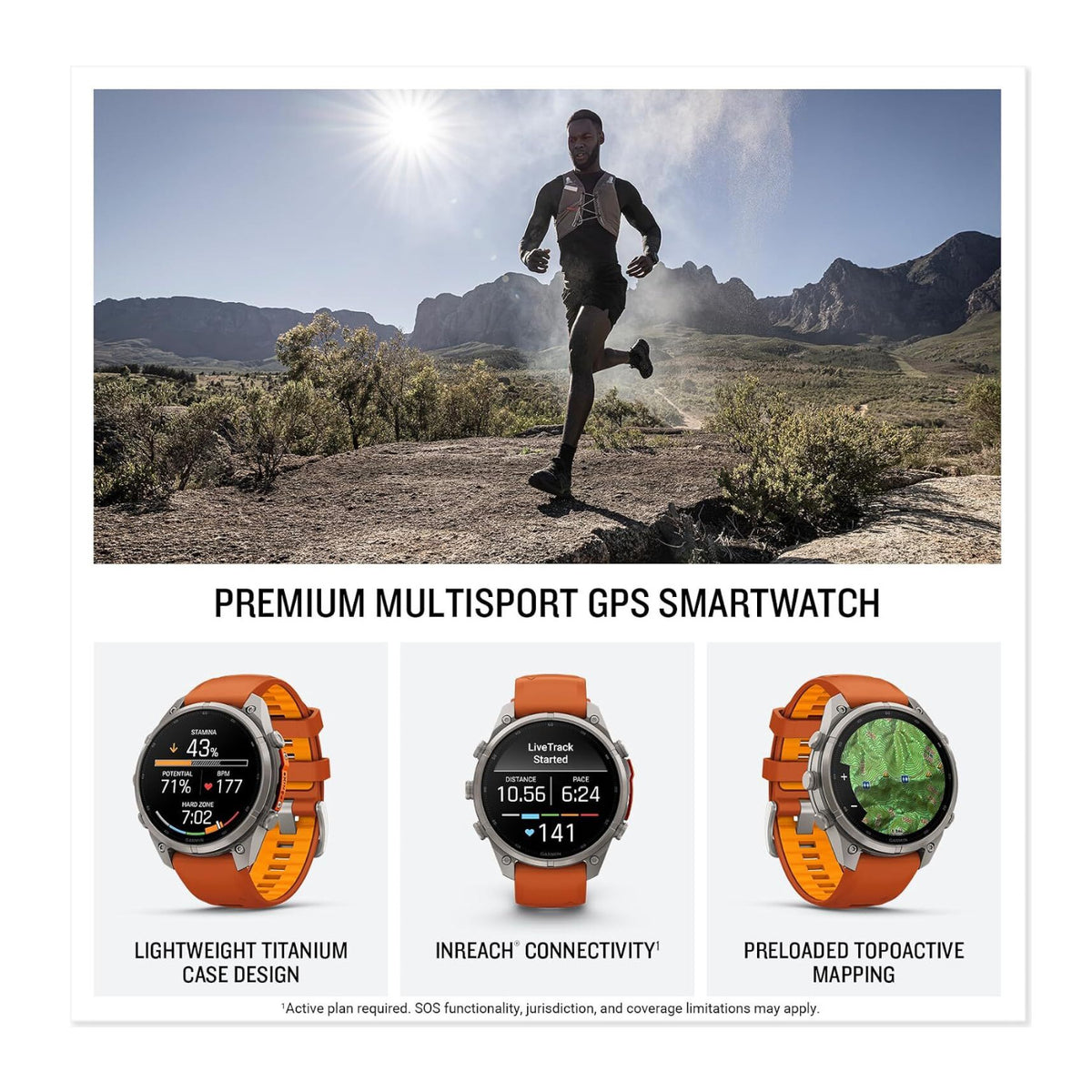 Garmin fēnix 9 Pro 47mm inReach GPS Smartwatch (Titanium, Autumn/Spark Orange)