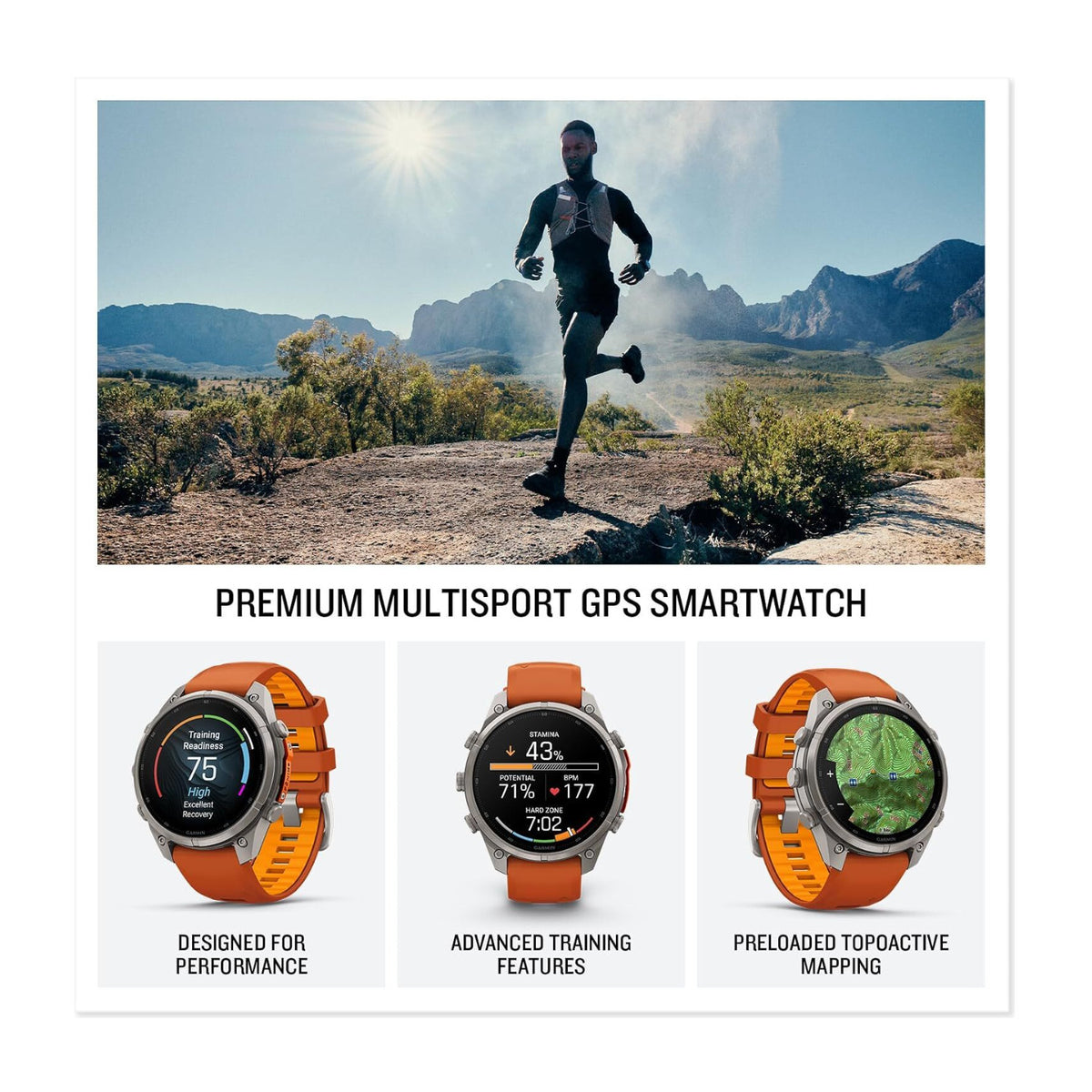 Garmin fēnix 9 Pro 47mm GPS Smartwatch, Titanium (Autumn/Spark Orange)