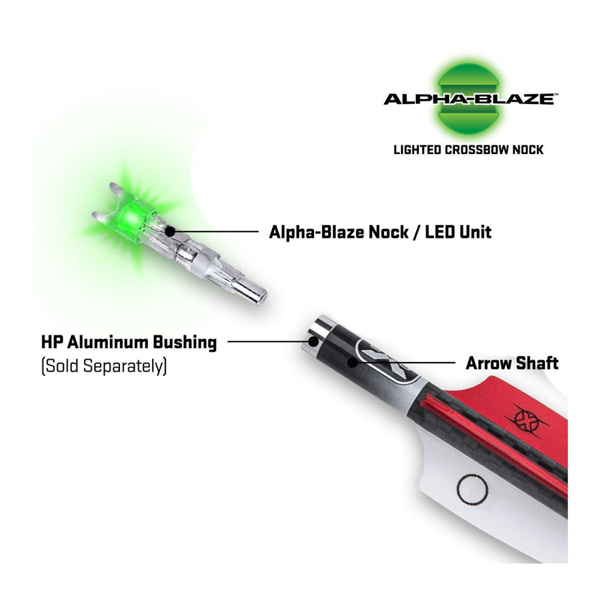 TenPoint Alpha-Blaze Lighted Crossbow Nock for HP Bushing (Clear, 9-Pack)